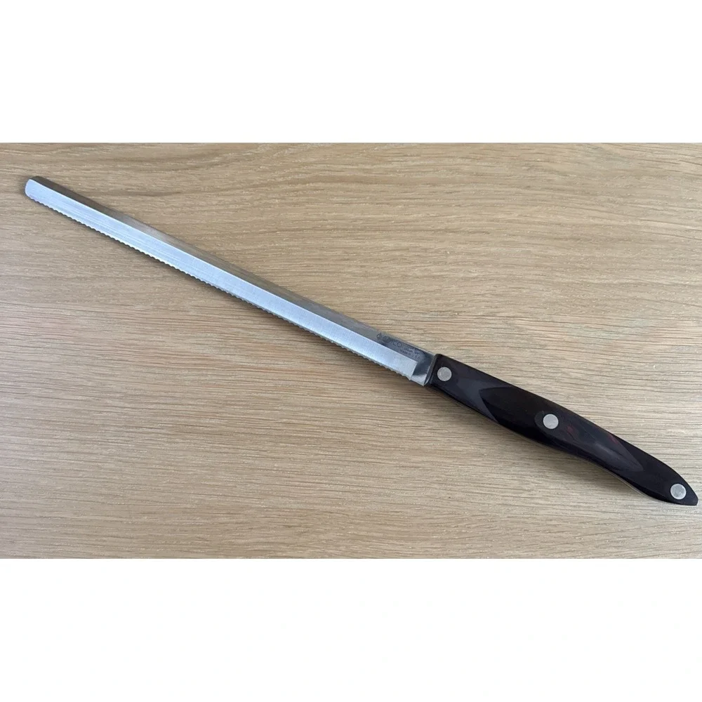 Cutco Knife 1724 KP Serrated Bread Knife Brown Handle USA Made Olean, NY
